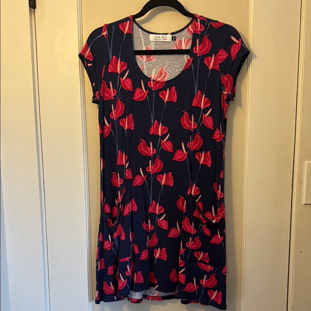 Ava Sky anthurium dress